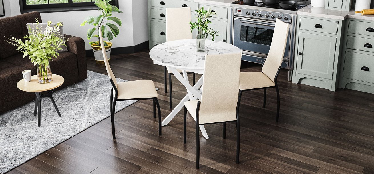 Асти стул 2 шт Экокожа латте, Черный - купить в Озерце