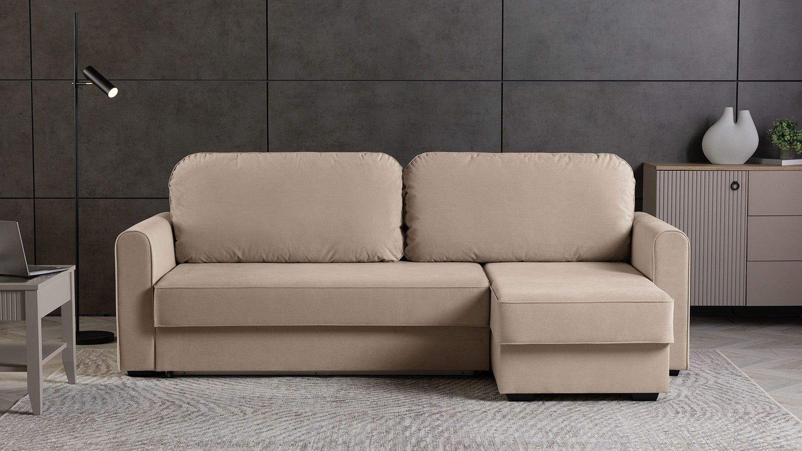 Диван -кровать угловой Magni ткань Sky Velvet 03 144x233 — купить в Озерце