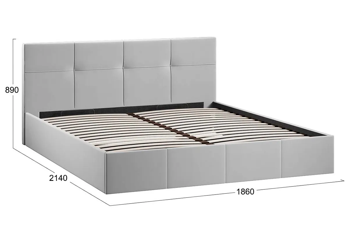 Кровать Лора с ПМ и заглушиной 180х200 (Велюр / Confetti Silver) - купить в Озерце