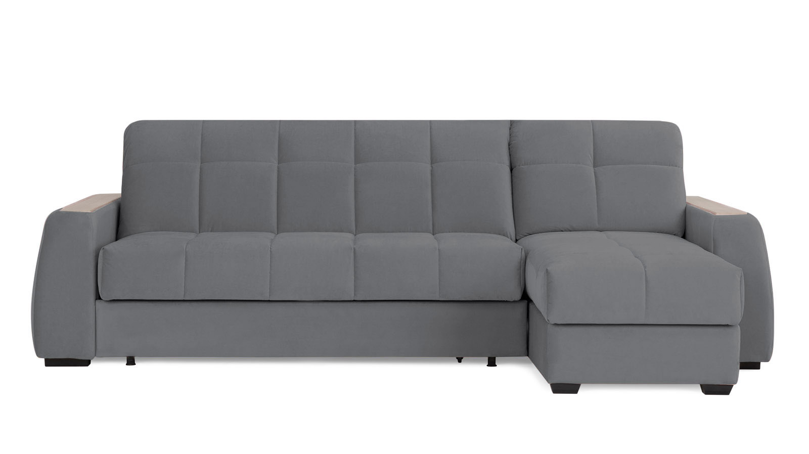 Диван угловой Domo Pro с накладкой цвета ясень, стежка квадрат, ткань Sky Velvet 16 160x216 — купить в Озерце