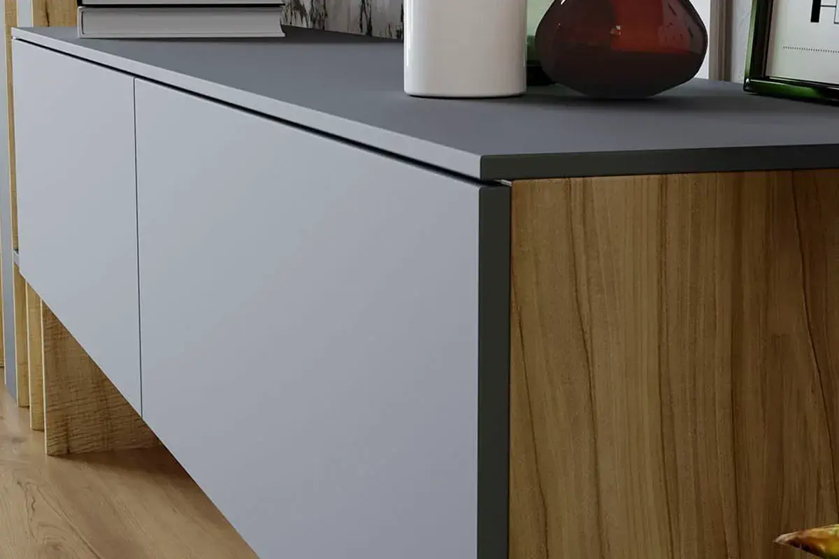 Гостиная Порто №5 (Яблоня Беллуно/Графит софт) — Мебель-центр Озерцо