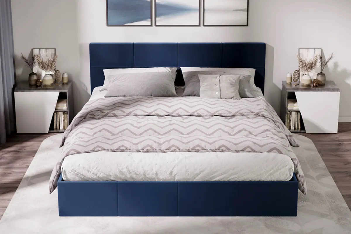 Кровать Лора с ПМ и заглушиной 180х200 (Велюр / Confetti Blue) - купить в Озерце