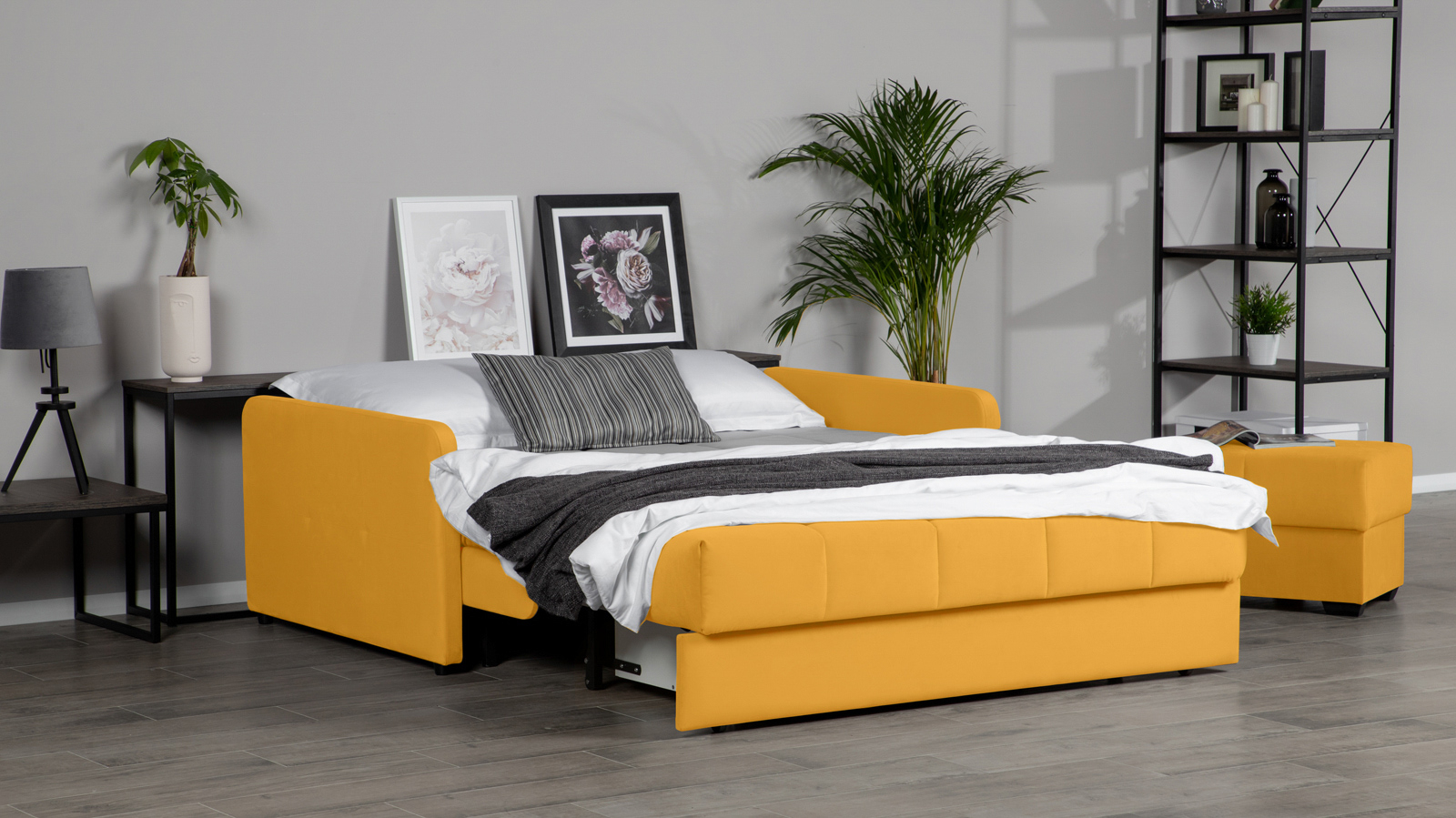 Диван - кровать Domo Pro с узкими подлокотниками, стежка квадрат, ткань Sky Velvet 30 140x216 — купить в Озерце