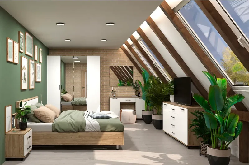 Спальня Грейс комплект 4 (Гикори Джексон Светлый/Белый Бриллиант Глянцевый) - купить в Озерце