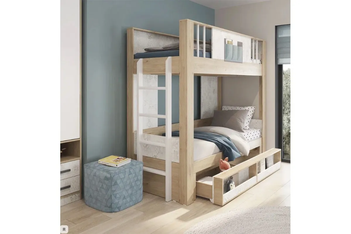 Кровать-чердак Алиса Мод. 3 (Гикори Джексон/Спринт/Белый) - купить в Озерце