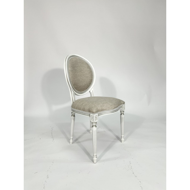 Стул LEONARDO белый+серебро/рогожка+цветы - купить в Озерце