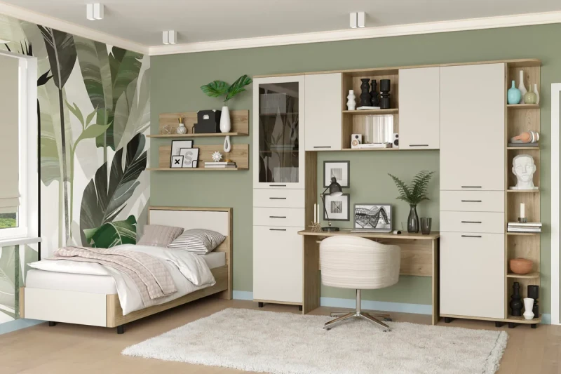 Детская Грейс комплект 8 (Гикори Джексон Светлый/Кашемир Матовый) — Мебель-центр Озерцо