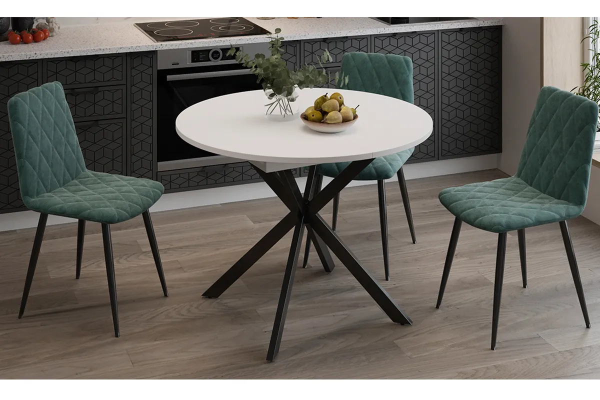 Стол обеденный Мэдисон раздвижной Тип 1 (Черный муар/Белый) - купить в Озерце