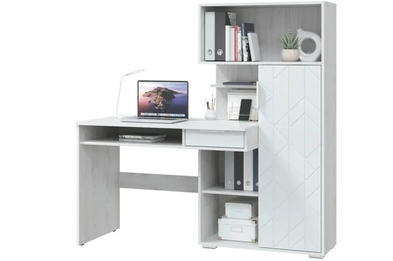 Стол компьютерный Бэйсик (Ясень анкор/Белый) — Мебель-центр Озерцо