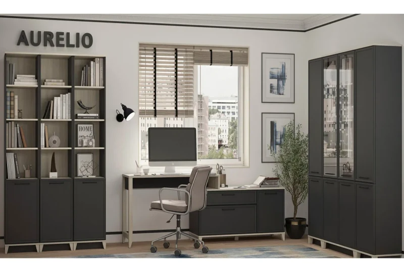 Гостиная Aurelio 2 (Антрацит/Блеквуд Сатиновый) — Мебель-центр Озерцо