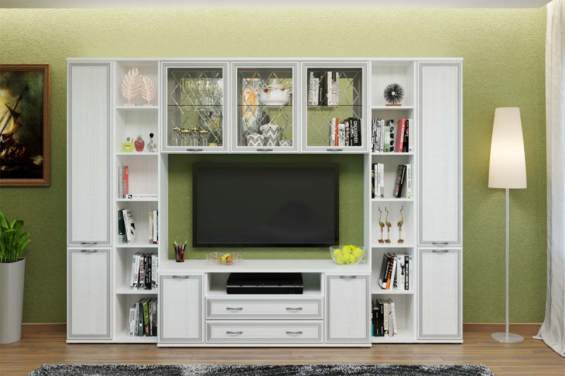 Гостиная Карина-25 (Снежный Ясень) — Мебель-центр Озерцо