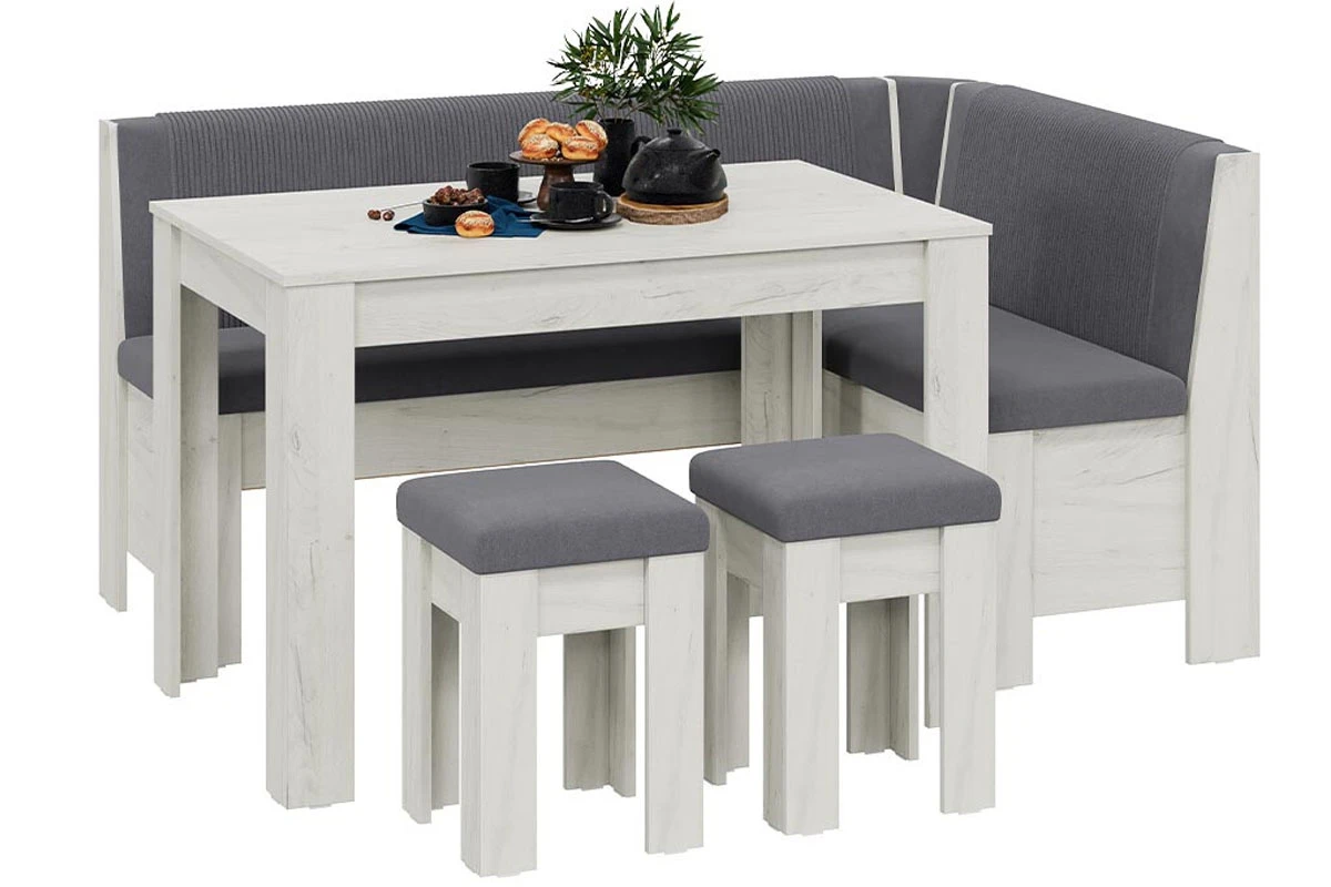 Кухонный уголок Ганновер ГН №1 (Дуб крафт белый/Микровелюр серый) - купить в Озерце