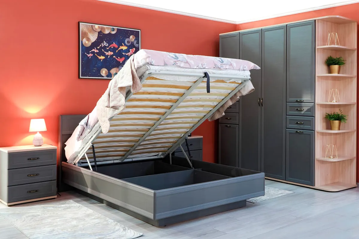 Кровать КР-1002-СО с ПМ 140х200 (Серый Оникс) - купить в Озерце