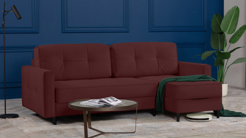 Диван Amani Pro угловой с широкими подлокотниками, ножки: пластик, Тк. Sky Velvet 32 156x237 — купить в Озерце