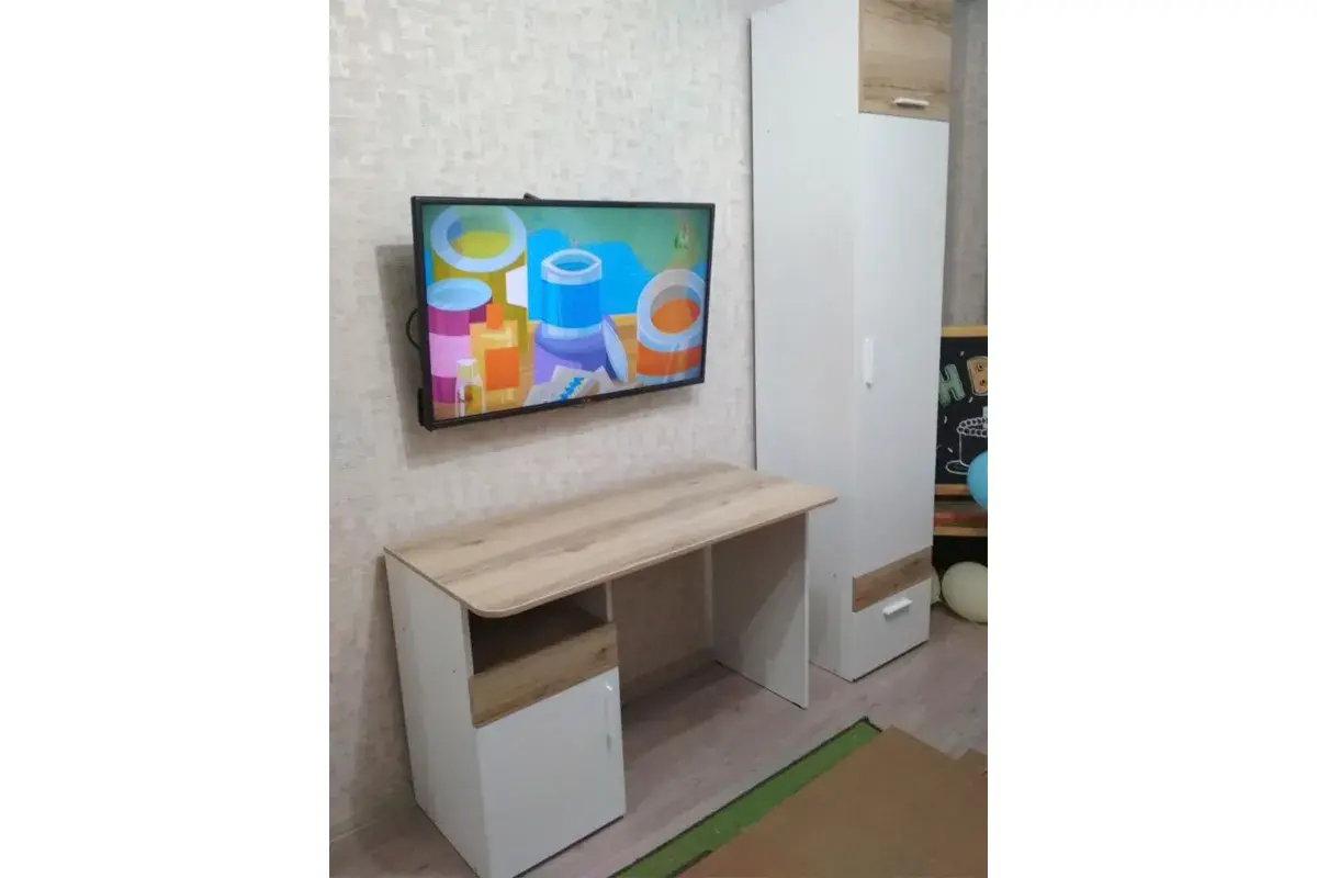 Стол Геометрия-9 (Белый/Делано светлый) — Мебель-центр Озерцо