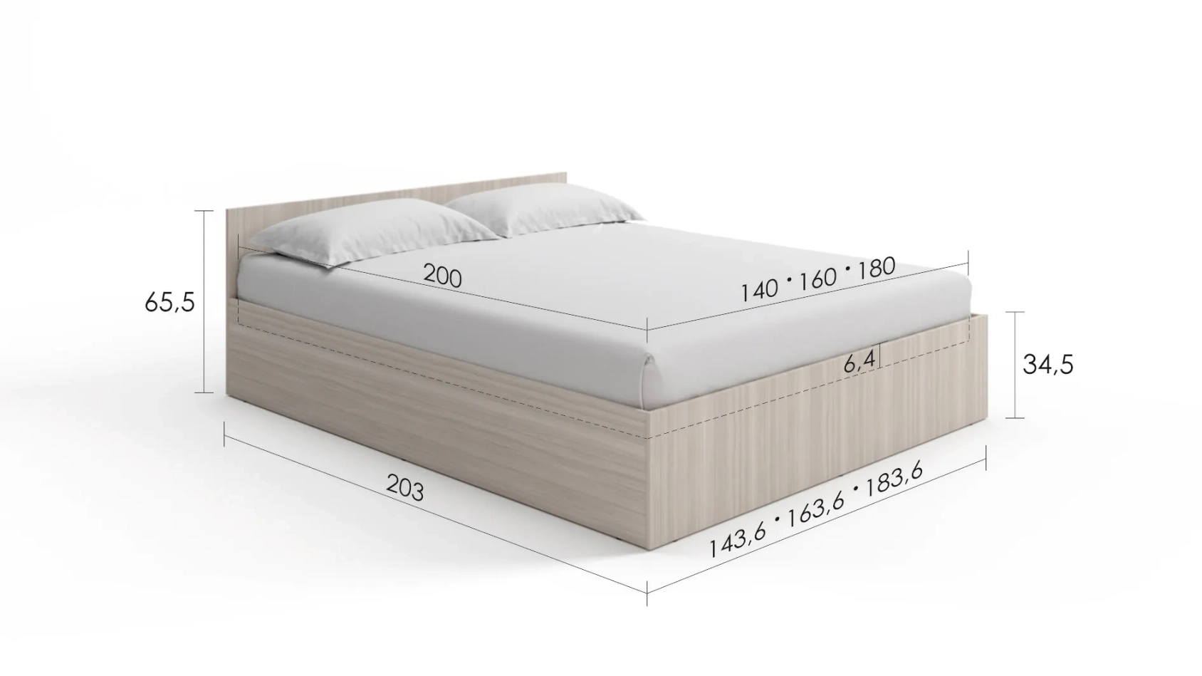 Кровать Pronto цвет Ясень Шимо Светлый 160x200 - купить в Озерце