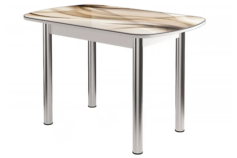 Стол обеденный Бостон Бархан (Белый / Фотопечать / Опора брифинг) - купить в Озерце