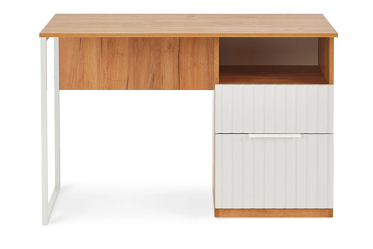 Стол письменный Хилтон Тип 1 (Дуб Крафт Золотой/Белый матовый) — Мебель-центр Озерцо