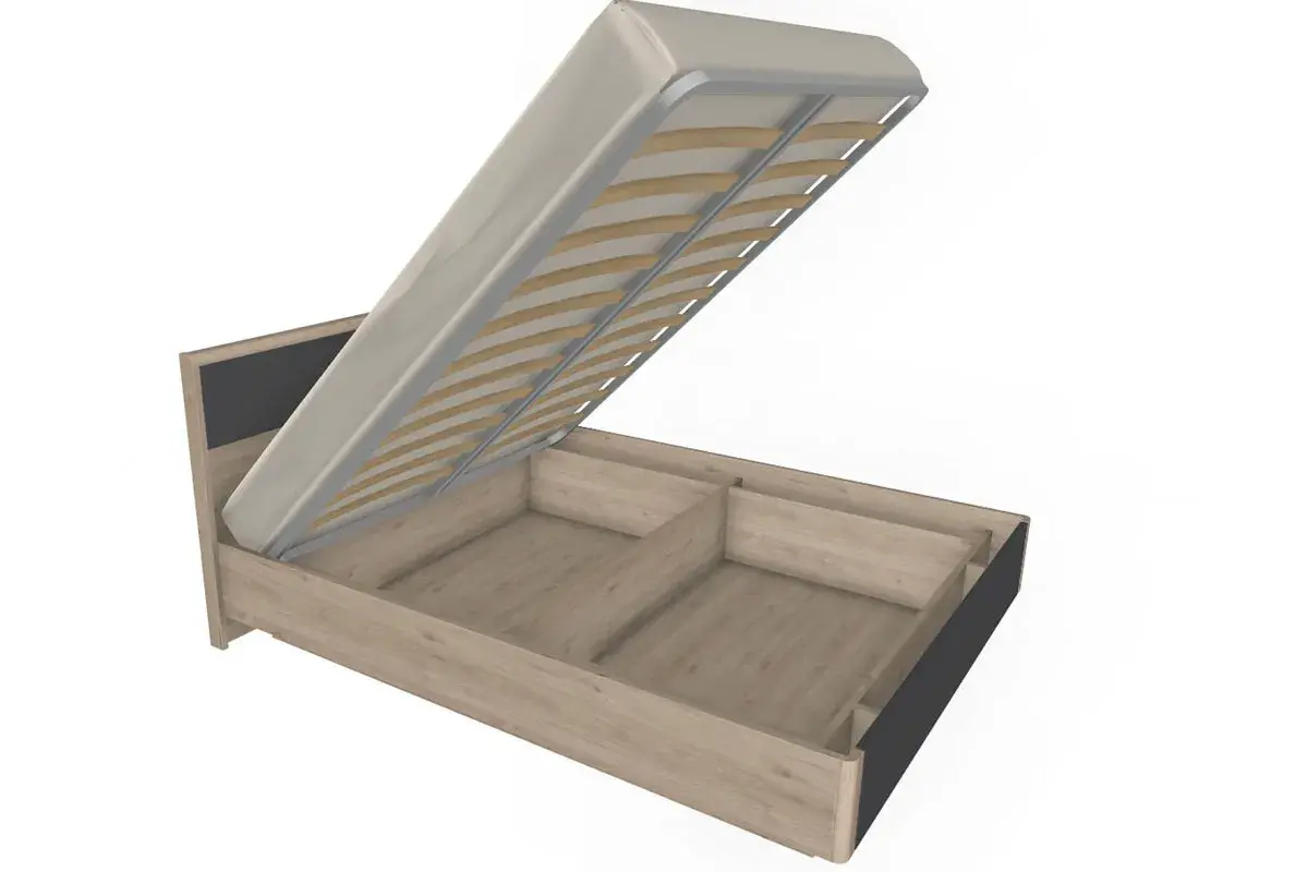 Кровать КР-4003-ГС-АМ 160х200 (Гикори Джексон Светлый/Антрацит Матовый) - купить в Озерце