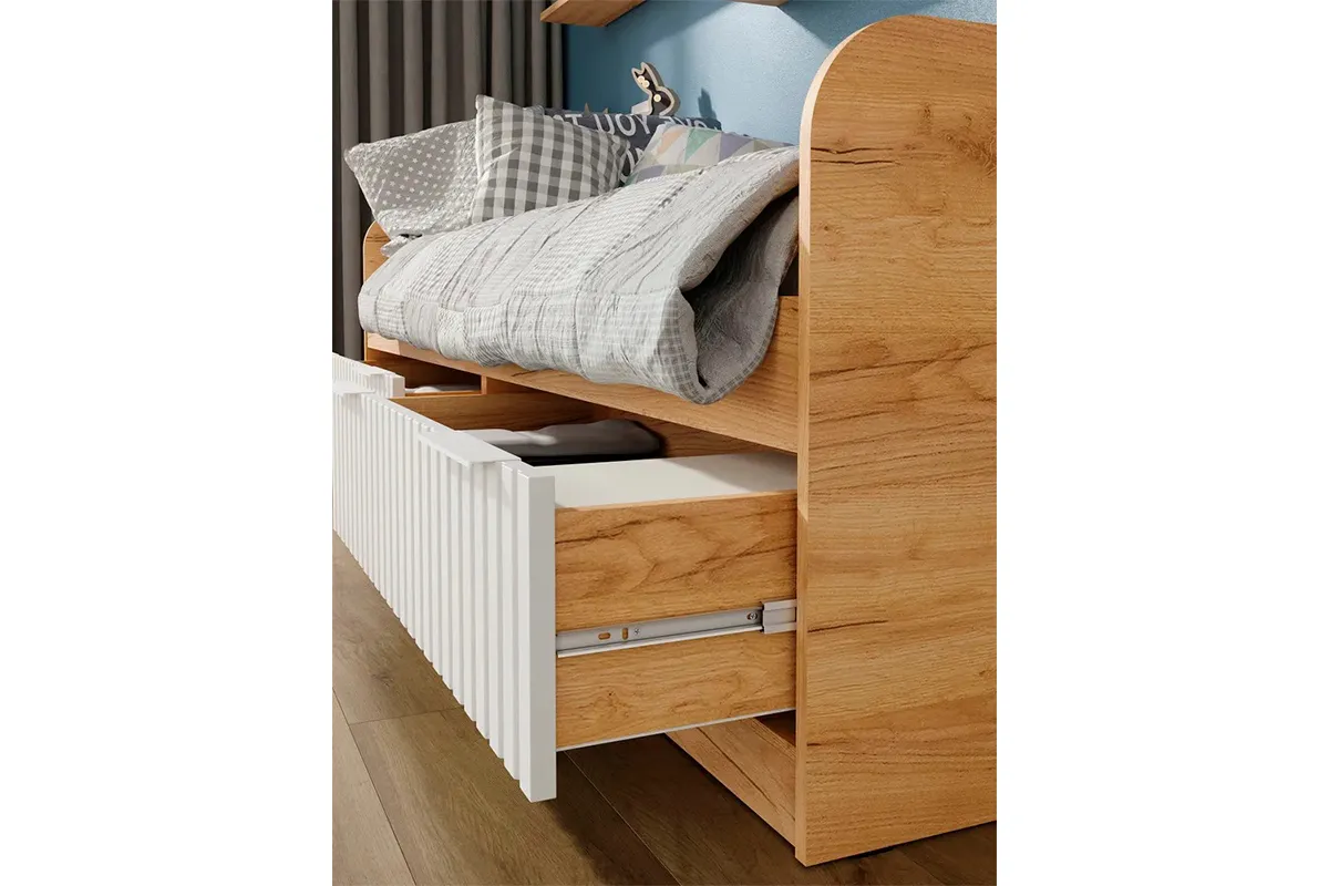 Кровать комбинированная Хилтон 90х200 Тип 1 (Дуб Крафт Золотой/Белый матовый) - купить в Озерце