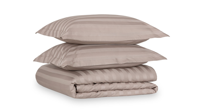 Постельное белье Askona Comfort Stripe 2.0 (односп.), цвет: Кремовый 140x205, без простыни в мебель-центре Озерцо