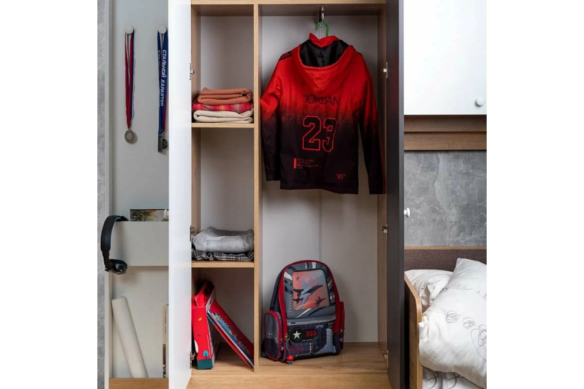 Шкаф для одежды и белья Лойс 92 (Фасады Графит) в мебель-центре Озерцо