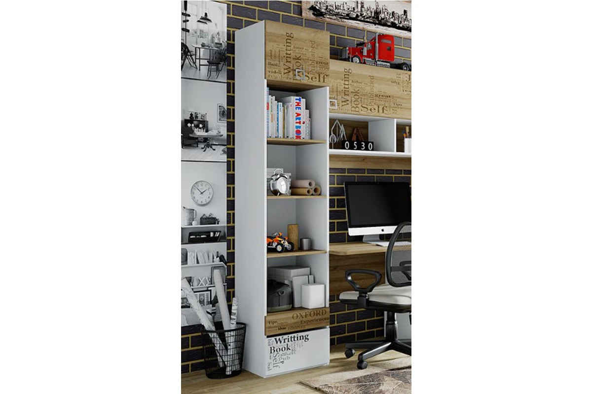 Детский гарнитур Оксфорд Комплект 4 (Ривьера/Белый с рисунком) — Мебель-центр Озерцо