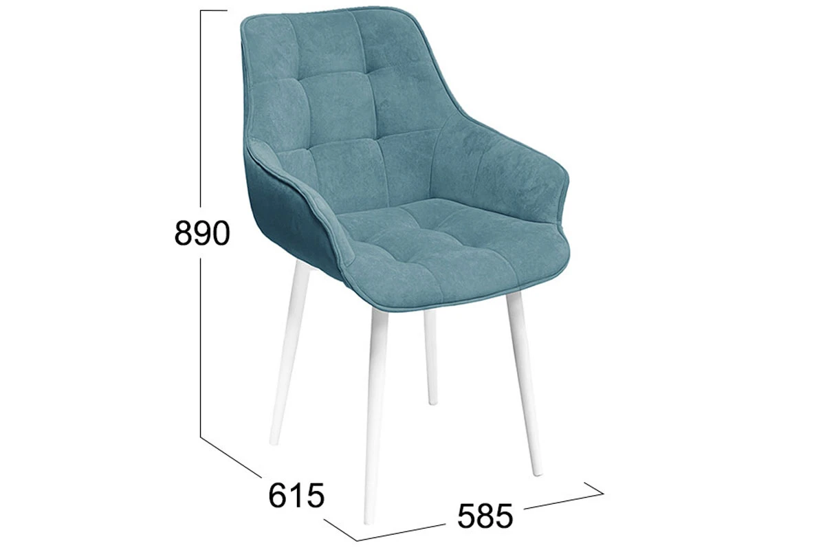 Стул Шато конус Т2 (Белый муар/Велюр DREAM бирюзовый) - купить в Озерце