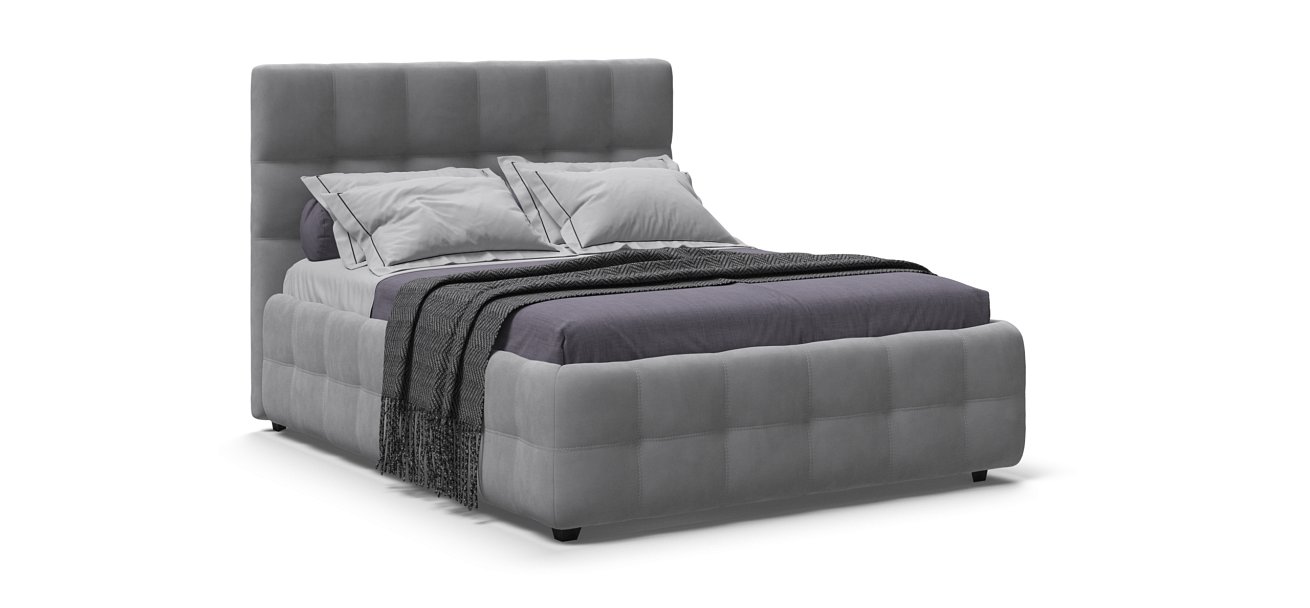 Босс Кровать+ПМ 140*200 Велюр Монолит сталь - купить в Озерце