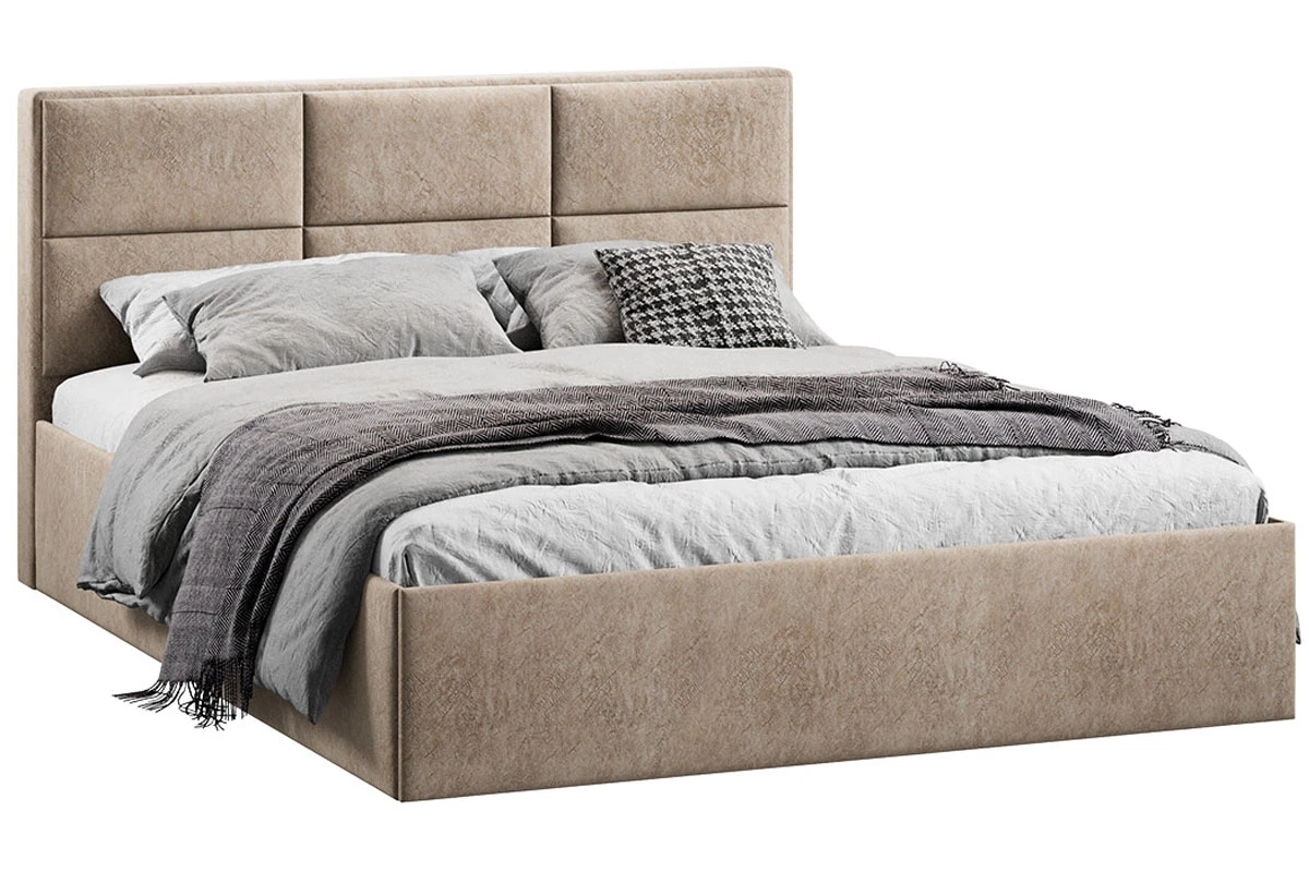 Кровать Стелла c ПМ 160х200 Тип 1 (Микровелюр/Wellmart Dark Beige) - купить в Озерце