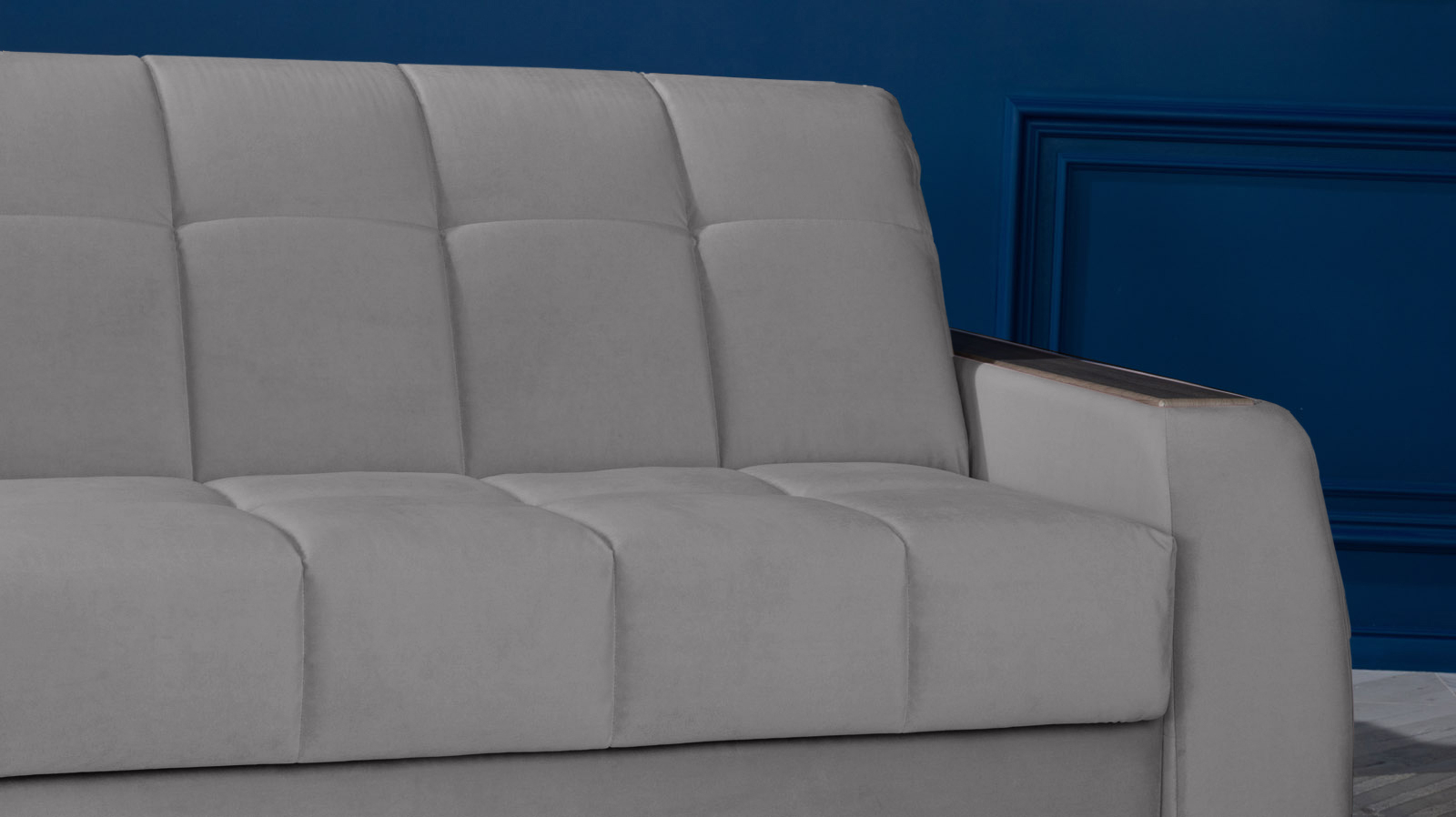 Диван - кровать Domo Pro с накладкой цвета венге, стежка квадрат, ткань Sky Velvet 08 140x216 — в мебель-центре Озерцо