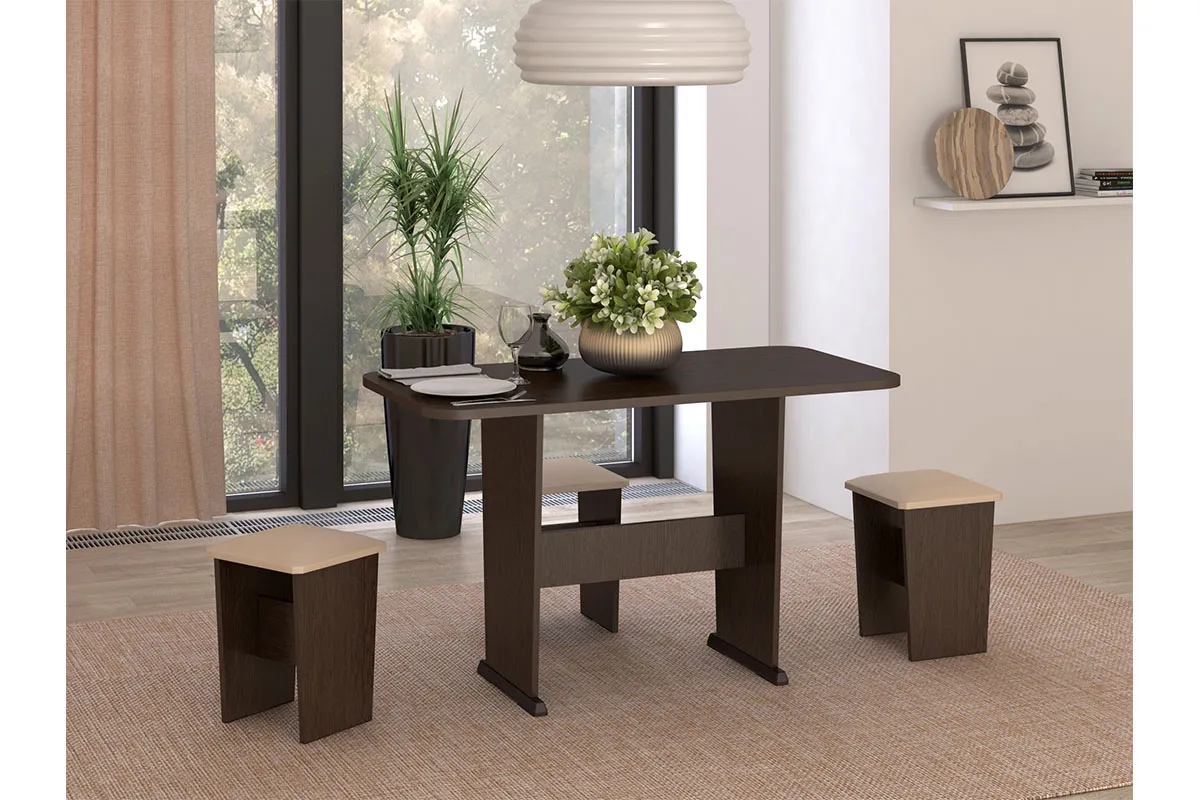 Табурет Лидер 1 шт. (Венге Цаво/Бежевый) - купить в Озерце