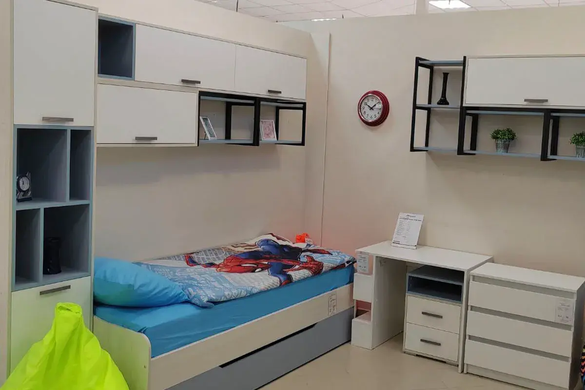 Тумба общего назначения Стич (Анкор светлый/Белый/Серо-голубой) — Мебель-центр Озерцо