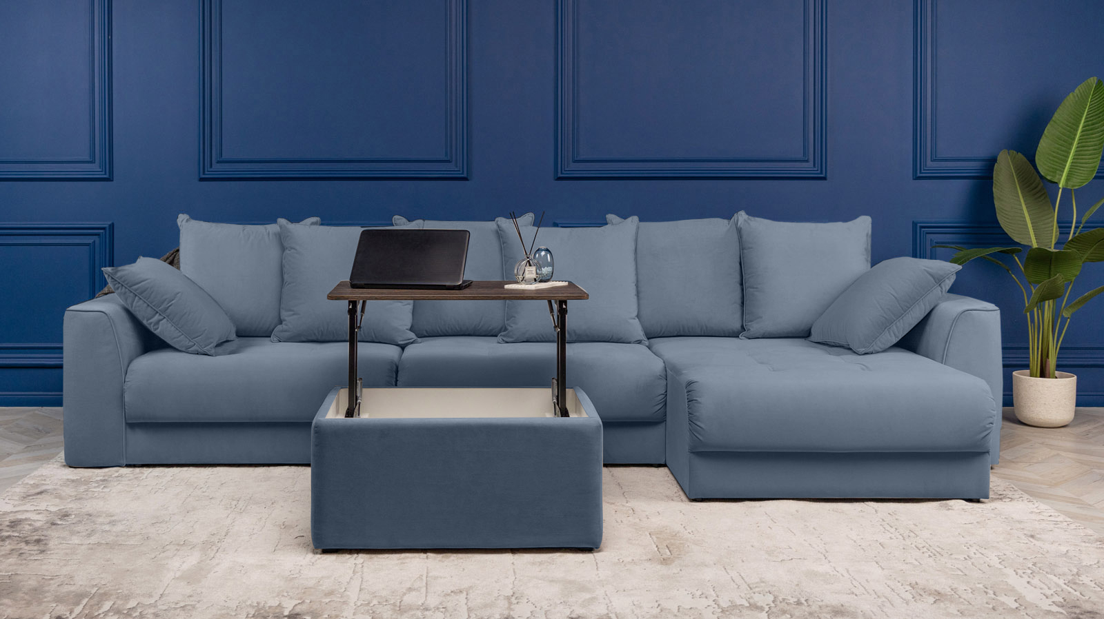 Диван угловой Monako New, Тк. Casanova Ice 156x356 — купить в Озерце