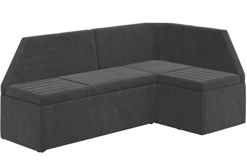 Скамья угловая Лондон со спальным местом Исп. 2 (Дуб сонома трюфель/Микровелюр Wellmart Graphite) - купить в Озерце