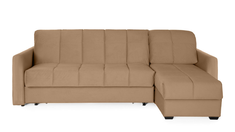 Диван угловой Domo Pro с мягкими подлокотниками, стежка квадрат, ткань Casanova Beige 160x216 — купить в Озерце