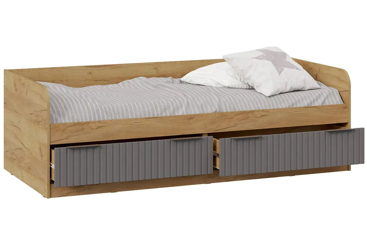 Кровать комбинированная Хилтон 90х200 Тип 1 (Дуб Крафт золотой/Графит матовый) - купить в Озерце