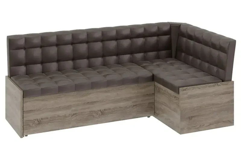 Скамья угловая со спальным местом Форест (Дуб Сонома трюфель/Кожзам коричневый) - купить в Озерце