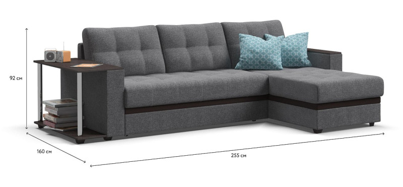 Атланта НПБ угловой диван Рогожка Мальмо серый — купить в Озерце