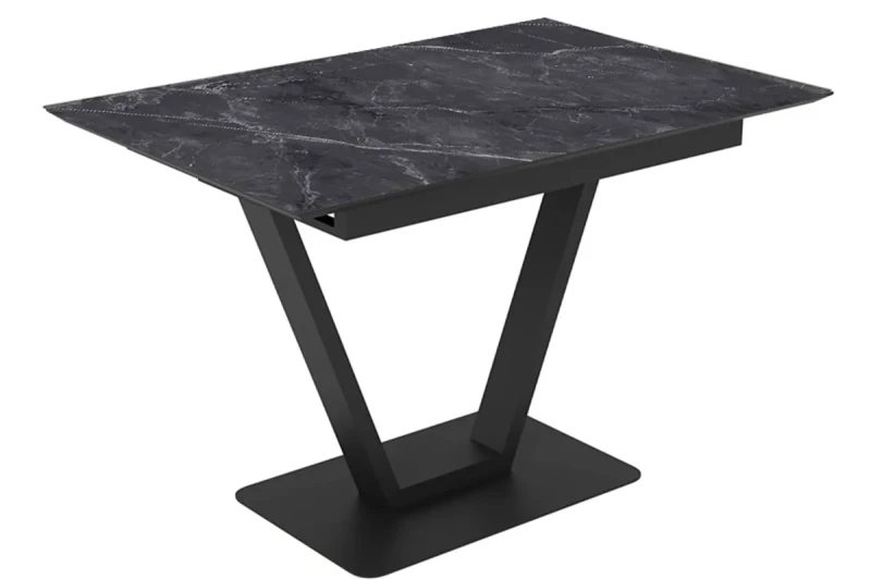 Стол обеденный Луи 1200(1600) (Керамика FNZ9206053 Shakespeare Black/МДФ Черная шагрень/Металл Черный) - купить в Озерце