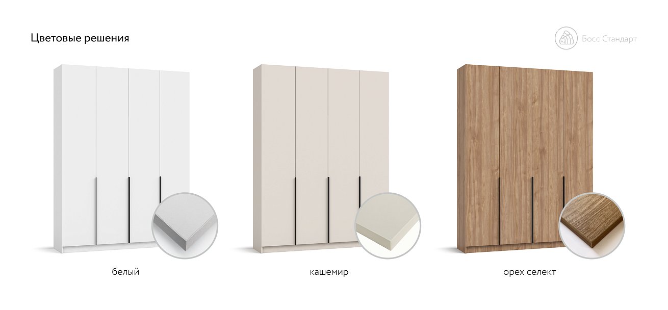 Босс Стандарт 160*220 шкаф распашной 4Д+ящики 01 Белый в мебель-центре Озерцо