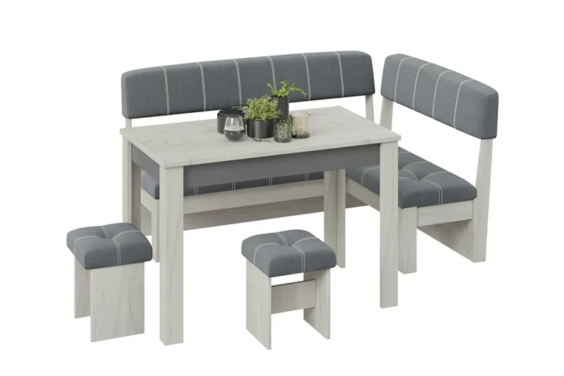 Кухонный уголок Альфа МФ-100.001 (Дуб Крафт белый/Антрацит/Велюр серый) - купить в Озерце