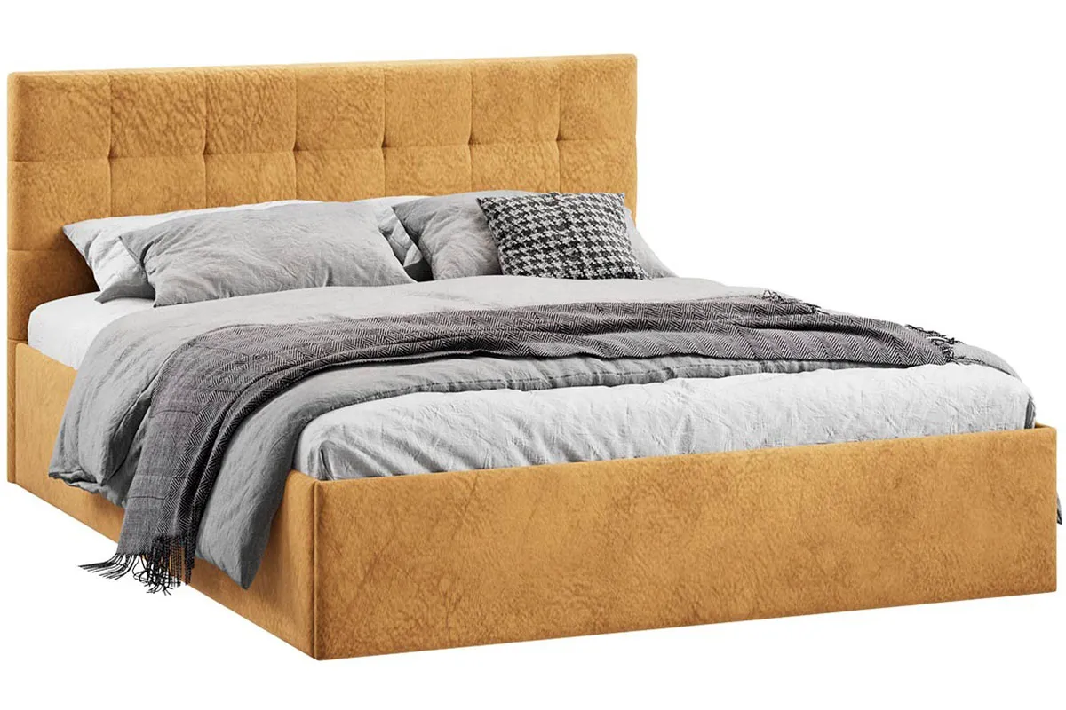 Кровать универсальная Джоли с ПМ Тип 1 без заглушины 160х200 (Микровелюр/Wellmart Yellow) - купить в Озерце