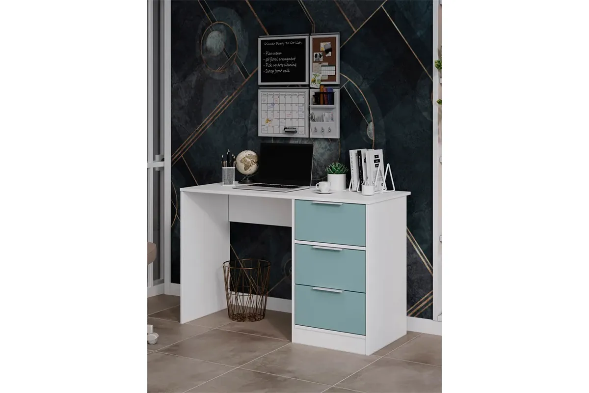 Стол письменный Марли Тип 1 (Белый/Серо-голубой) — Мебель-центр Озерцо