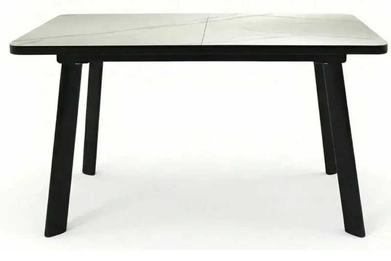 Стол обеденный Норд 1400х800 (Керамика YB9020023B Matte Белый мрамор / ЛДСП с черной кромкой / Металл черный) - купить в Озерце