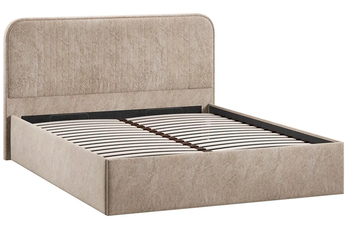 Кровать Тиффани Тип 1 с ПМ и заглушиной 160х200 (Микровелюр/Wellmart Dark Beige) - купить в Озерце