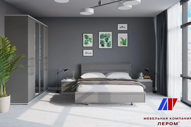 Готовый комплект для спальни СК-1003-СЯ-СО (Снежный Ясень/Серый Оникс) - купить в Озерце