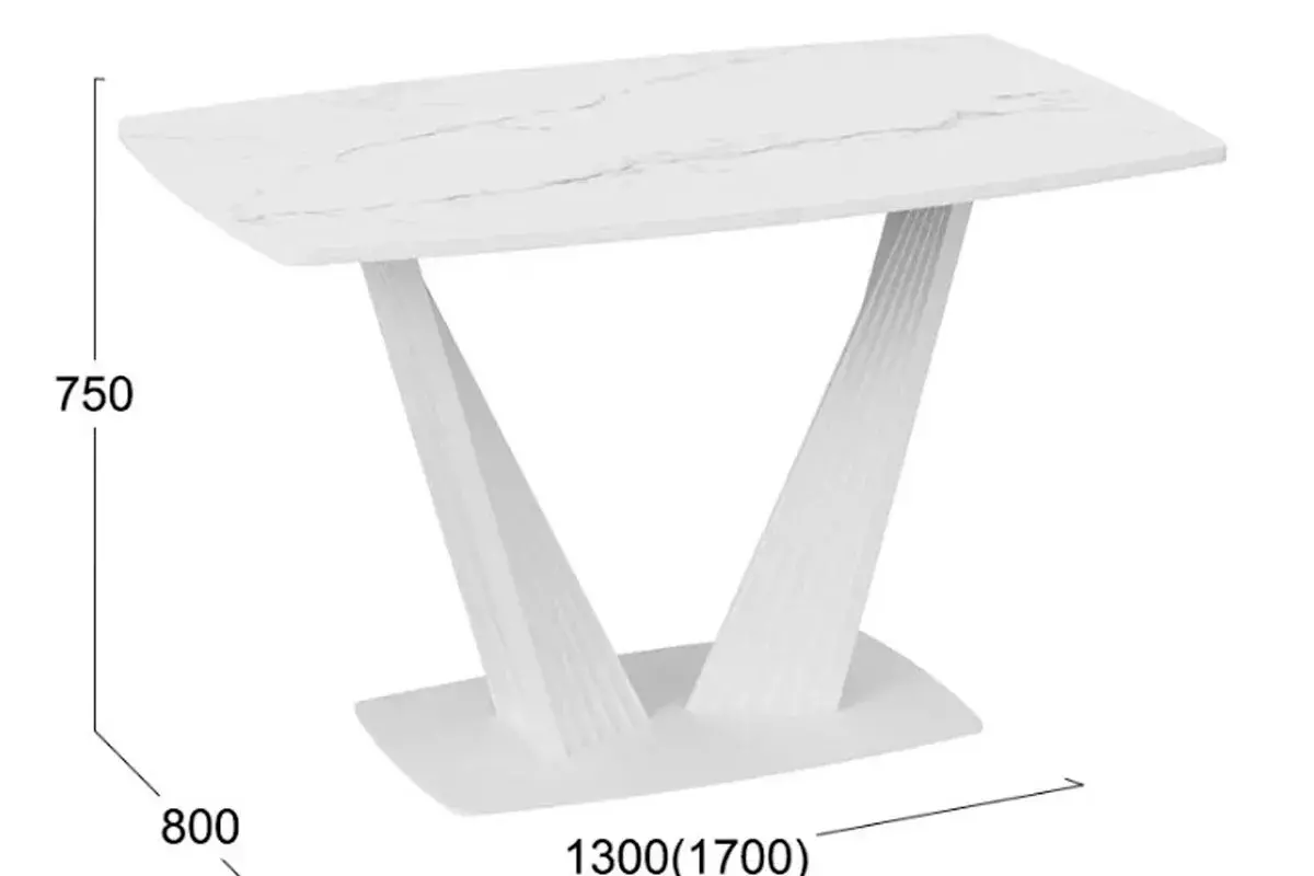 Стол раздвижной Тип 1 Фабио (Белый матовый/Стекло матовое белый мрамор) - купить в Озерце