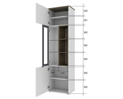 Симпл Шкаф с витриной 1V2D3N — Мебель-центр Озерцо