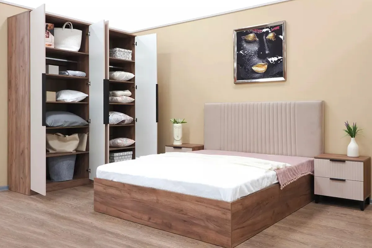 Тумба прикроватная Тоскана (Дуб Табачный/Бисквит) — Мебель-центр Озерцо